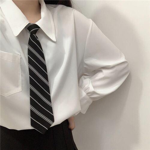 Black Tie JK/DK College Style Shirt Accessory Japanese School Uniform Striped Red Lazy No Tying School Provided Tie