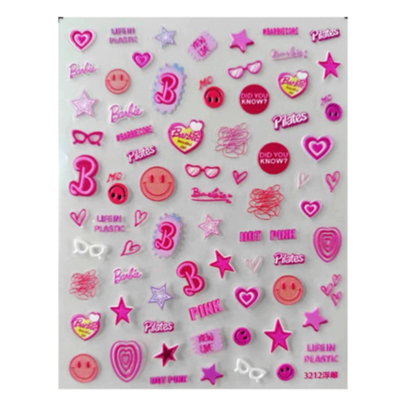 Alivio de uñas pegatinas verano dopamina rosa lindo uñas pegatinas fábrica al por mayor japonés rosa perla amor