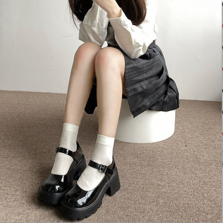 White Velvet Socks Silk Stockings Mid-tube Socks Women's Summer Thin Fashionable Long-tube JK Spring and Autumn Half-tube Japanese Black