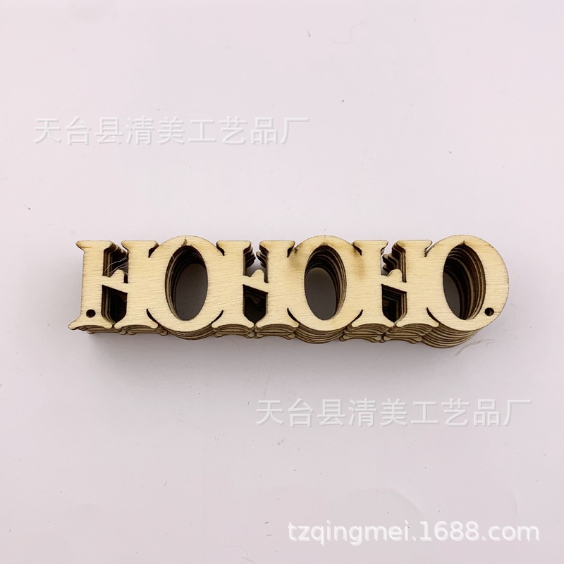 Spot decoración colgante madera HOHOHO letras inglesas accesorios de diseño de escena 10 paquete con cuerda de cáñamo