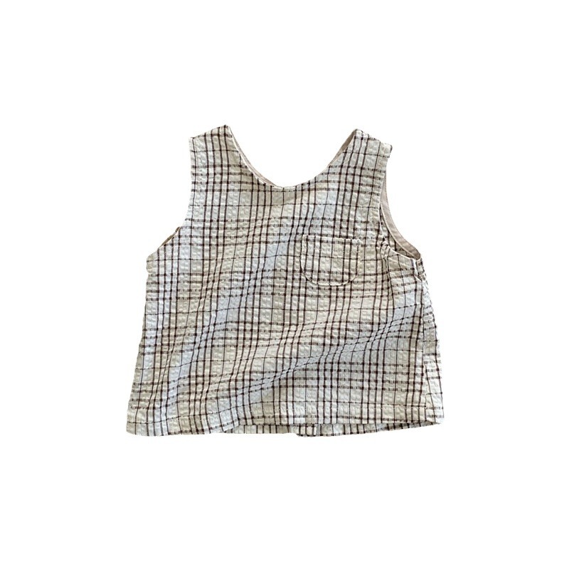 Ropa de bebé verano 2024 nueva ropa infantil coreana para niños chaleco de caballo cuadrado