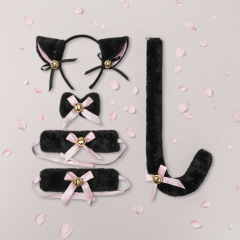 越境シミュレーション猫耳カチューシャ髪飾りぬいぐるみベルセットコスプレアクセサリーメイド猫しっぽアクセサリー