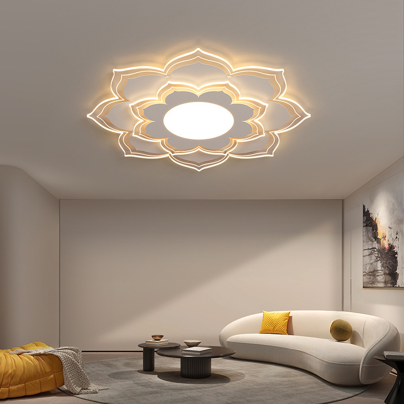Faros en la sala de estar Luz principal en forma de flor simple moderna Habitación de dormitorio cálido Protección ocular Lámpara led Sala de estudio Lámpara de techo de comedor