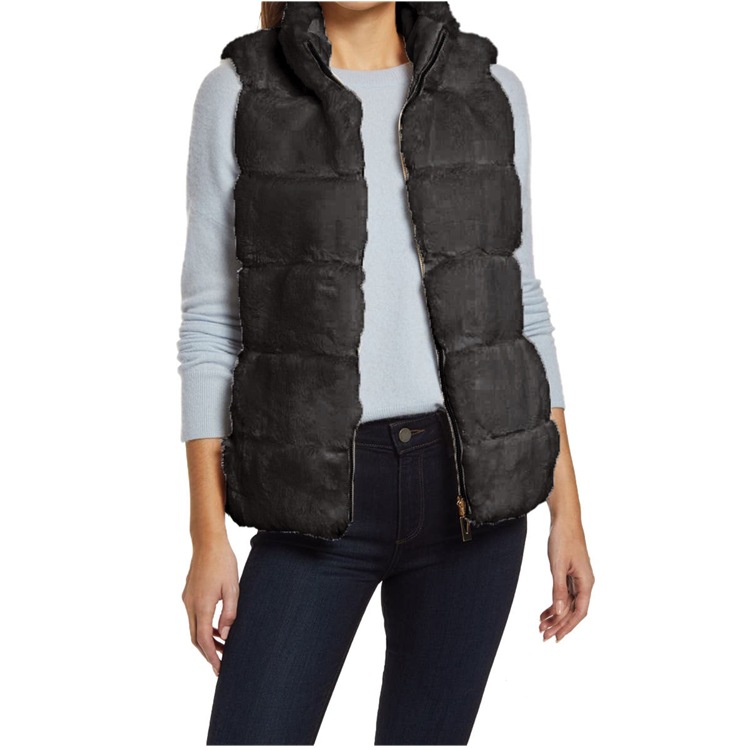 Women's colorful collar plush coat faux fur women's vest cardigan_voghion.com