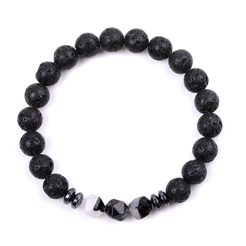 Amethyst Und Schwarzes Obsidian Lavastein Armband Für Damen_voghion.com