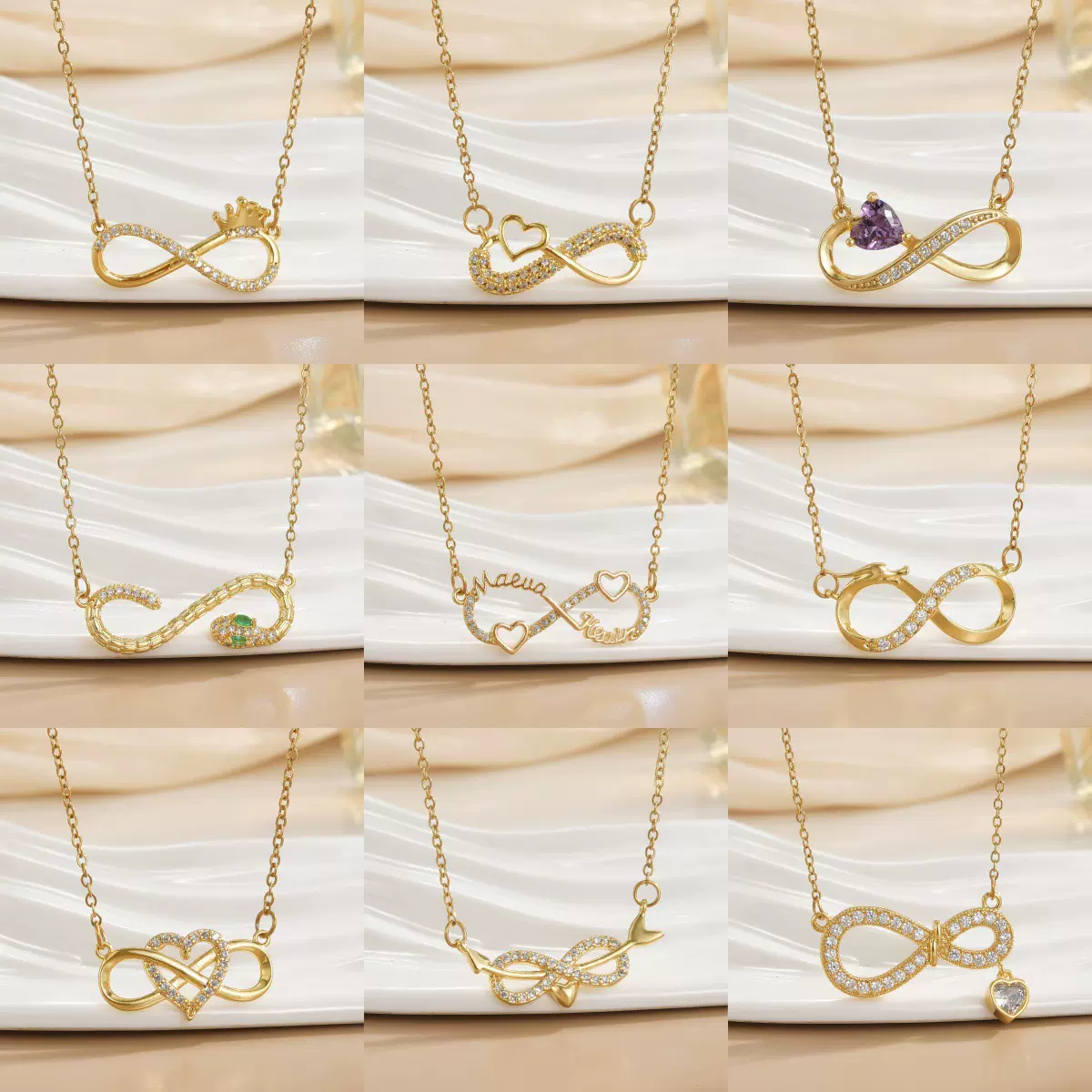 欧美个性设计无限循环锆石项链饰品钛钢8字 锁骨链女士不掉色首饰