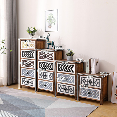 Cross border American style Drawer Storage cabinet Retro Lockers Countryside Toys multi-storey wooden  Bucket cabinet originality bedside cupboard
