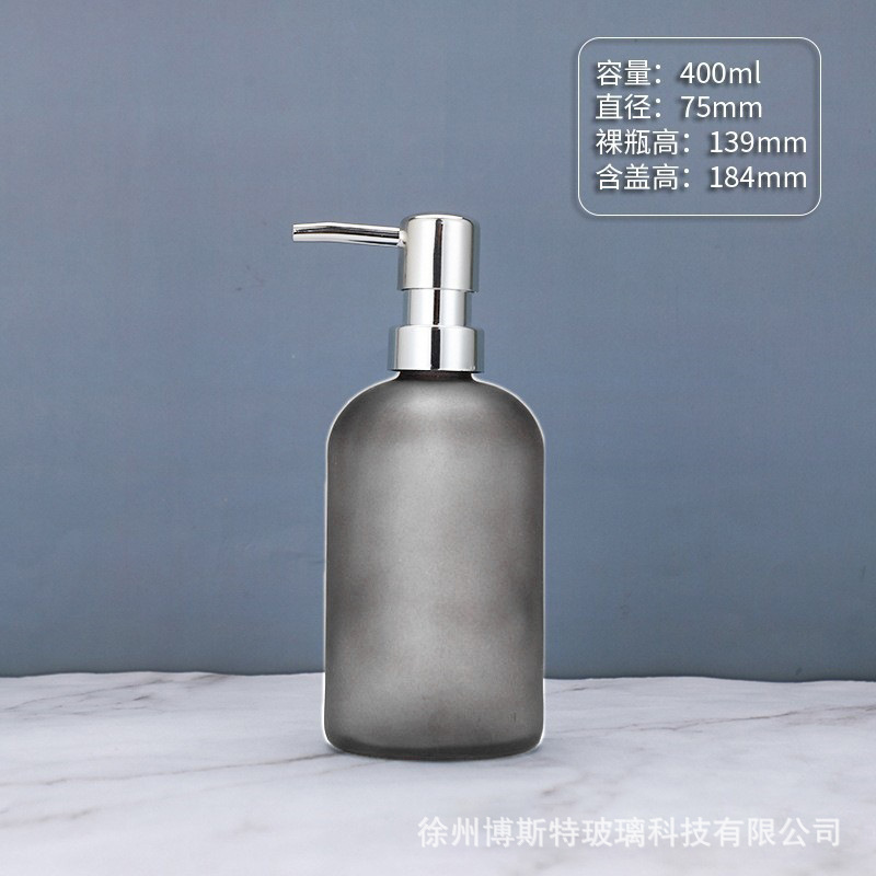 400ml; botella de arena cubierta + bomba de presión de gran cabeza de plata ABS; vidrio