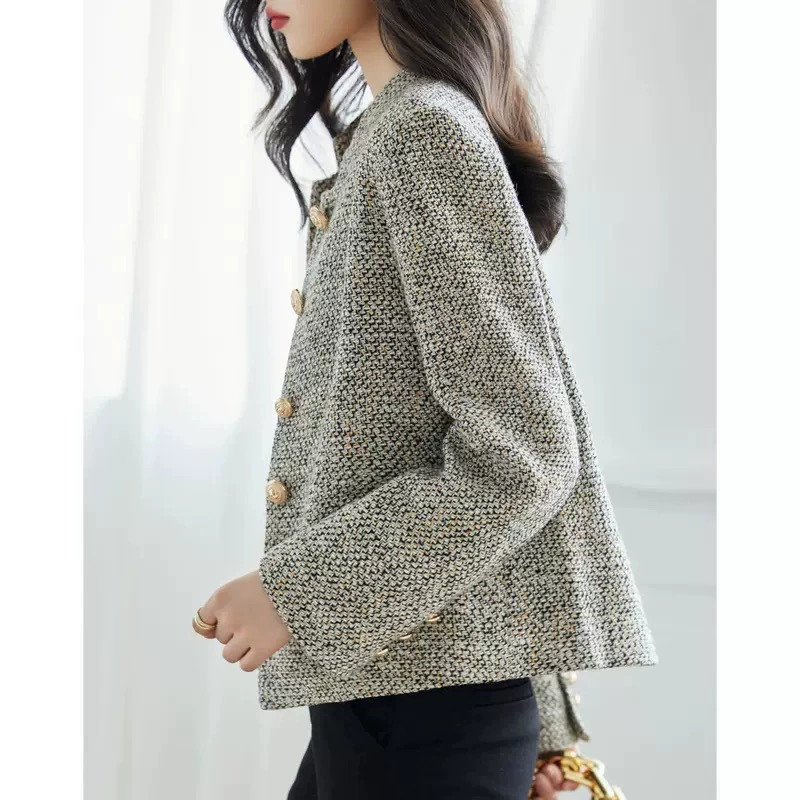 Весенняя–осенняя шерстяная короткая куртка, стиль Chanel