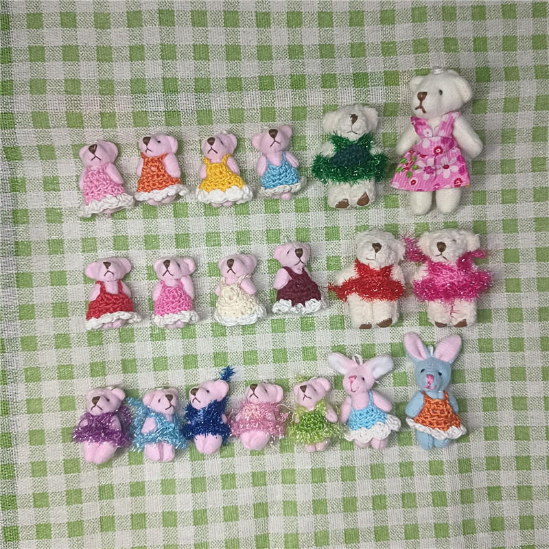 毛绒娃娃3cm关节毛小衣熊兔子手机挂件项链装饰品配件材辅料批发