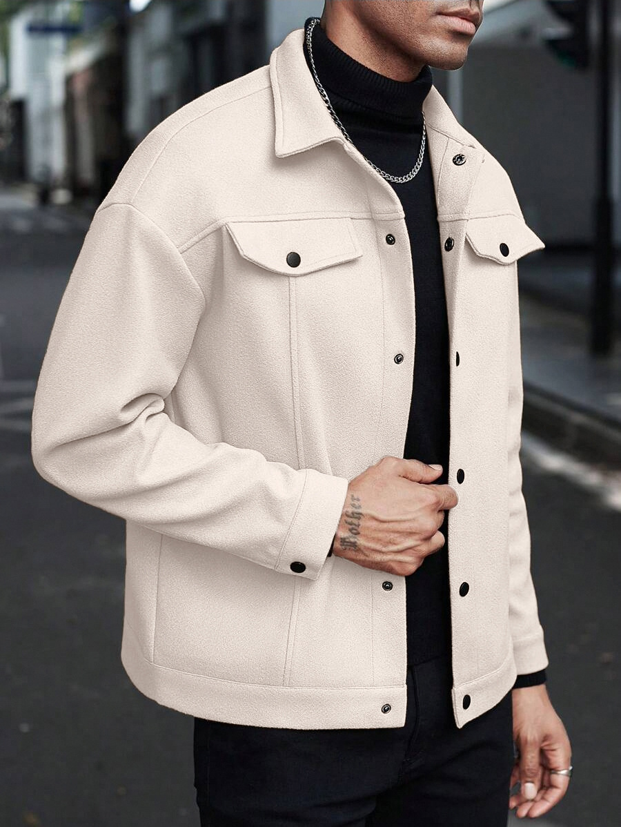 Transfronterizos Europa y América Amazon TEMU nuevo otoño y invierno con solapa de lana chaqueta de hombre chaqueta deportiva de herramientas casuales para hombres
