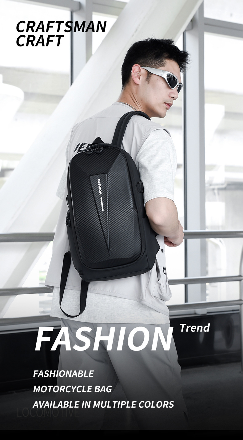 Cross-border hard-shell men's large-capacity backpacks, water-repellent cycling motorcycle backpacks, anti-collision business computer bags details Picture