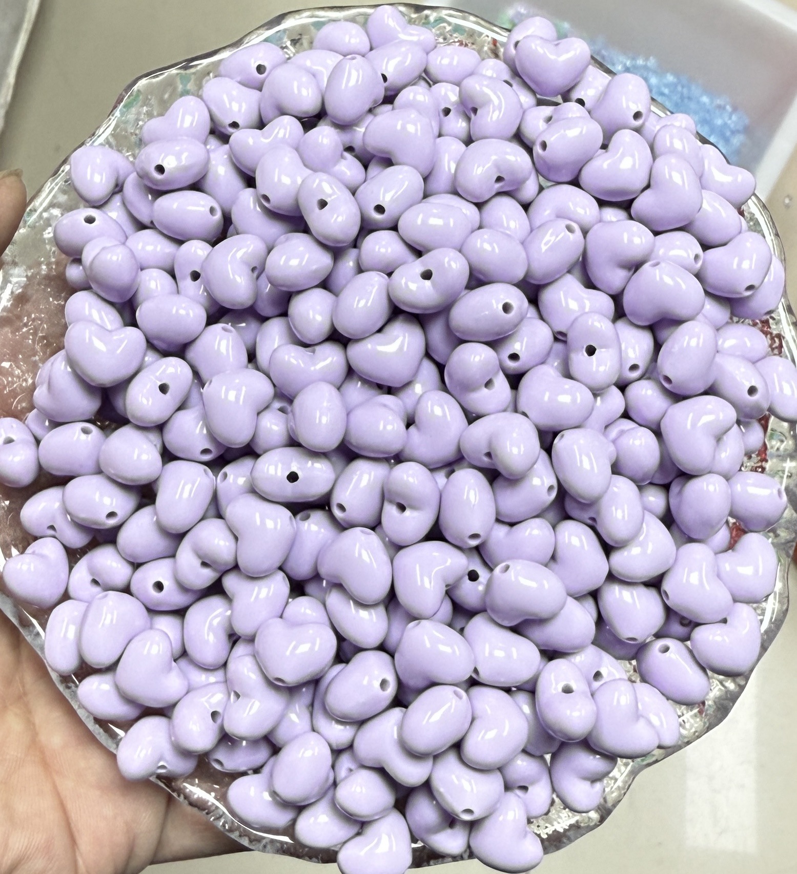 Gordos amor tacos agujeros verticales corazón de桃 cuentas acrílicas pulseras cadenas de teléfonos móviles diy accesorios de joyería 2025 perlas sueltas