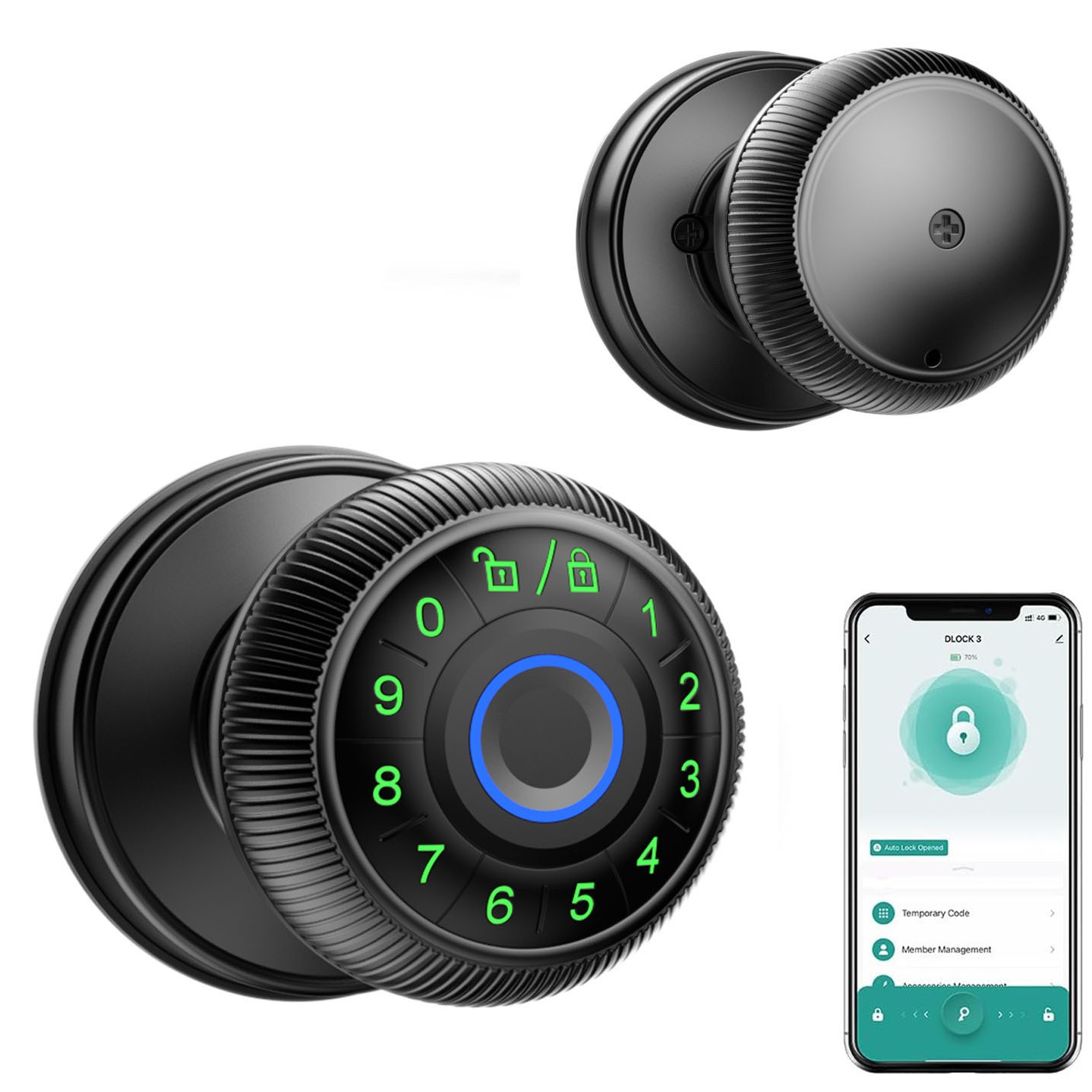 Cerradura esférica inteligente con huella dactilar/contraseña/Bluetooth - Cerradura esférica con graffiti, nuevo producto - Suministro especial transfronterizo para Amazon