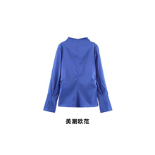Lady shirt  ZA自制欧美风 冬季外贸新款女装 纯色褶皱衬衫932464