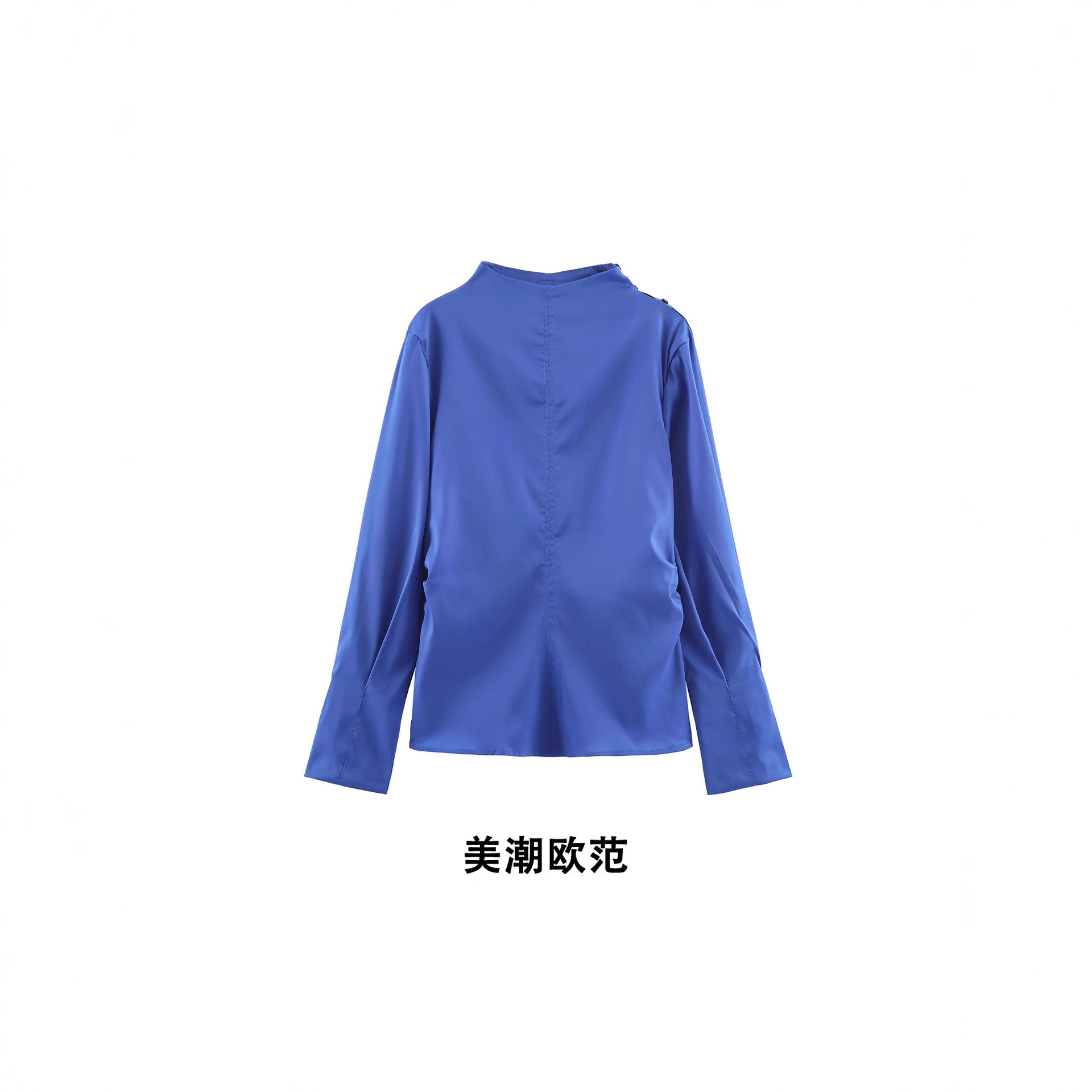 Lady shirt  ZA自制欧美风 冬季外贸新款女装 纯色褶皱衬衫932464