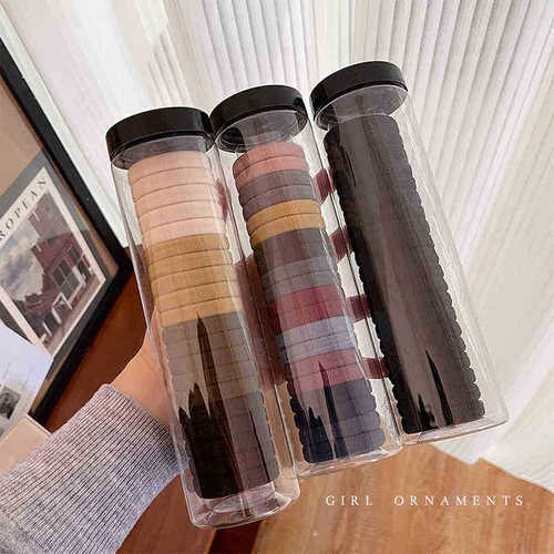 Spring color thin hair ring hair rope threaded canned fresh hair ring high elastic ponytail rubber band head rope hair accessories