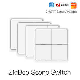 zigbee涂鸦智能家居场景开关无线4键随意贴app定时情景智能开关