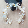 Woven headband for bride from pearl handmade, golden children's hair accessory, flowered