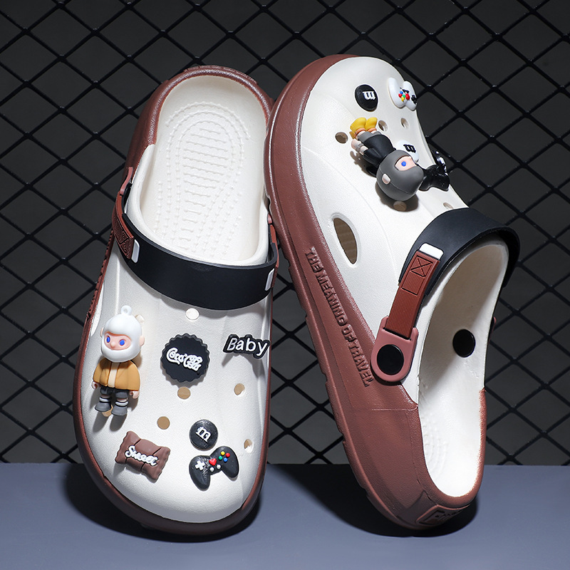 Eva hueco hueco zapatos para hombres cruzados verano 2025 nuevas zapatillas de playa antideslizantes de fondo grueso al aire libre verano