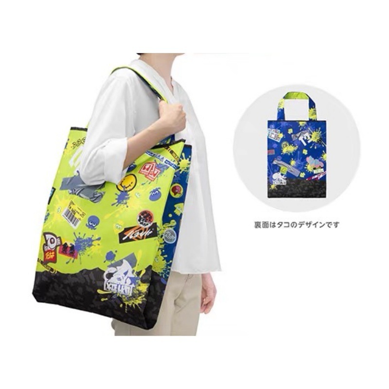 日本马里奥章鱼渲染卡通折叠购物袋大容量单肩包双面图案托特包