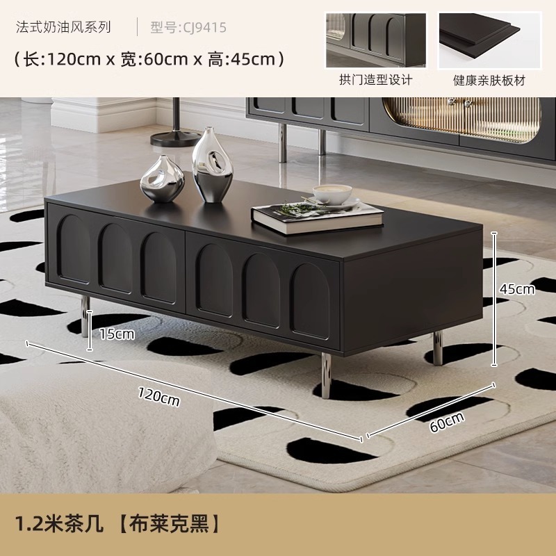 Mesa de té francesa gabinete de televisión combinación de tipo pequeño nuevo negro de lujo ligero sala de estar gabinete de televisión doméstica simple y moderno