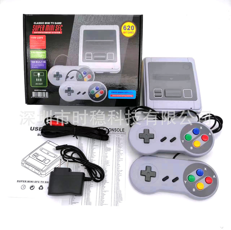 European and American Version of Sfc Red and White Machine Mini Snes Tv Game Console 8-Bit Mini Game Console Built-In 620 Models in Stock