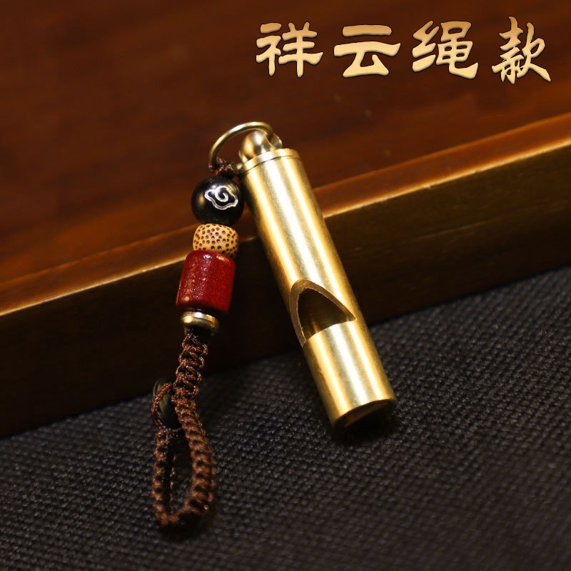 Outdoor Supplies Retro Brass Whistle Keychain Pendant Coach Pure Copper Handmade Brass Whistle Survival Whistle