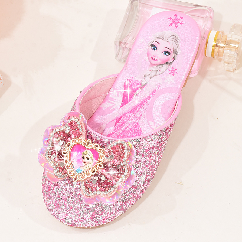 Zapatillas de las muchachas primavera y otoño niños lindos princesa cerrado toe sandalias bebé congelado Elsa zapatos interior verano