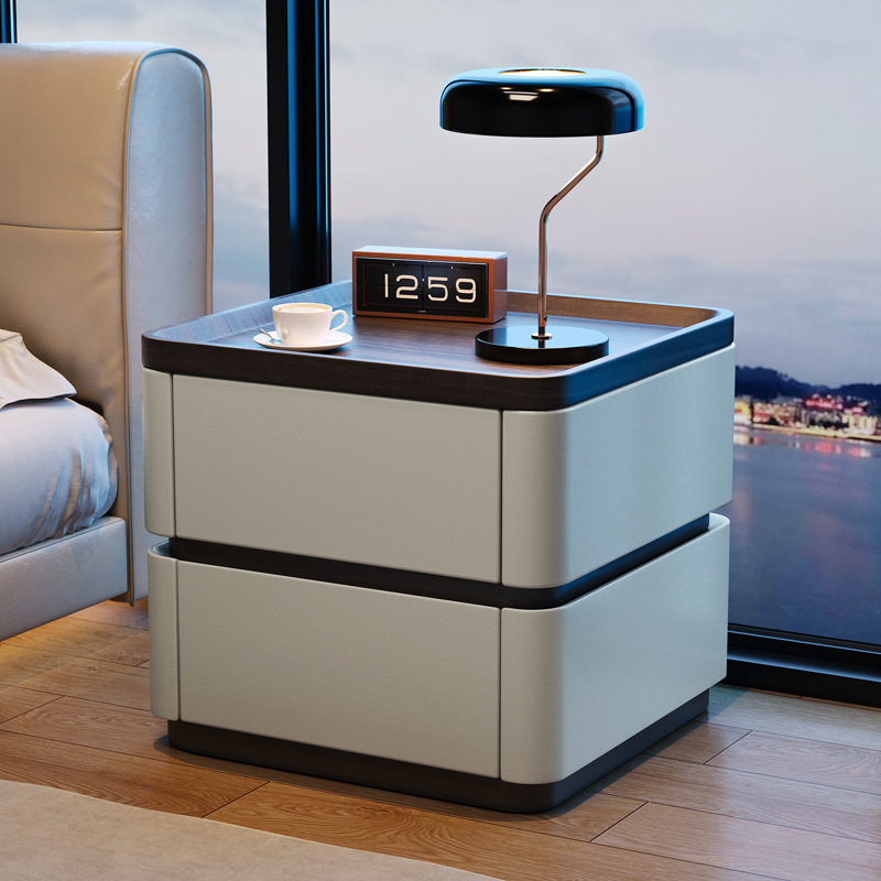 Escritorio de cabecera de bloqueo de contraseña moderno y simple dormitorio de madera maciza italiano minimalista gabinete de almacenamiento de alta calidad