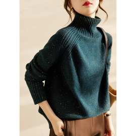 2025春秋冬新款韩版纯色金丝慵懒打底外穿高领针织衫毛衣上衣女潮