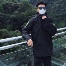 2023新款潮牌冲锋衣外套男士春秋季美式机能绣花工装衣服夹克防风
