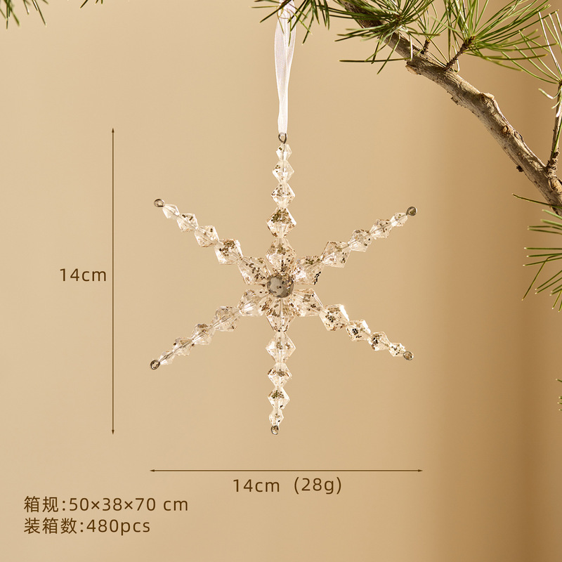 跨境新款 圣诞节装饰品透明亚克力立体雪花挂件ins圣诞树挂饰装饰|undefined