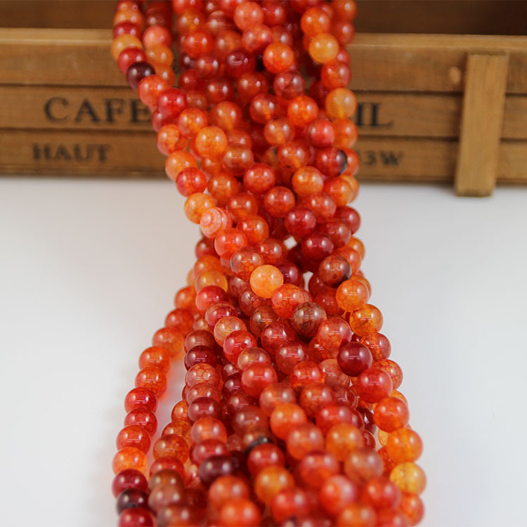Red dragon pattern agate beads 8mm, about 46 pieces, about 36 grams
