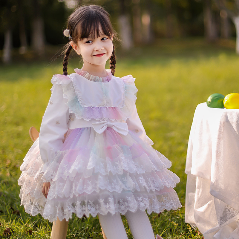 2021 Spring New Arrival Children's Clothing Girls' Colorful Mesh Lace Princess Dress for Toddlers and Young Children - Lolita Dress