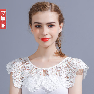 Pure Cotton Hollow Cloud Shoulder Lace Small Shawl False Collar Women's Age-reducing Multifunctional Decorative False Collar All-match False Collar