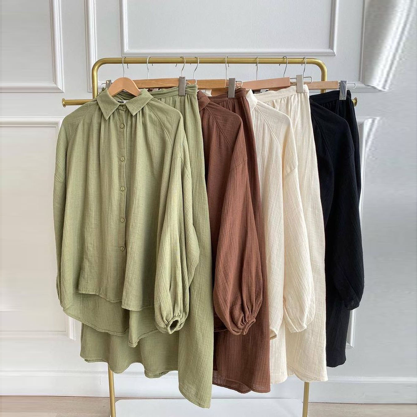 Half-length Skirt Suit, European And American Cross-border Women's Clothing, 2024 Spring Loose Long-sleeve Shirt,_ecoleips.com