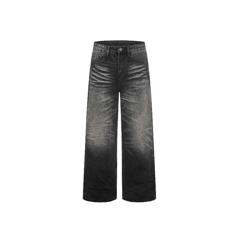 Vintage Heavyweight Distressed Jeans – Relaxed Straight-Leg Denim Pants For Men & Women Mid-Rise Freedom_mkmklike.com