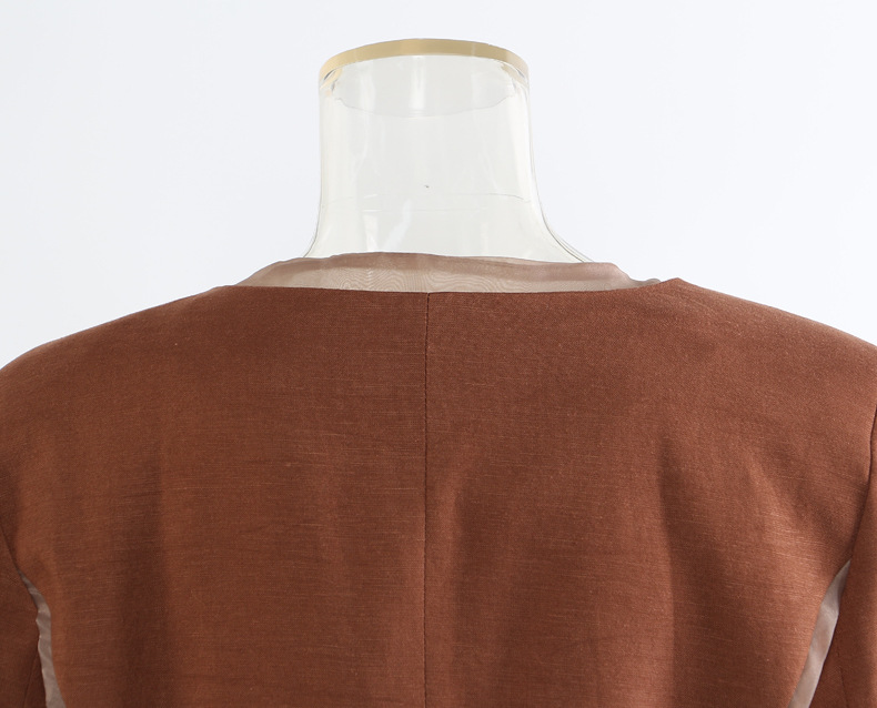 GraceChic 25 Set due pezzi da donna, blazer + pantaloni, patchwork in lino, stile a blocchi di colore, autunno inverno, moda 1827_voghion.com