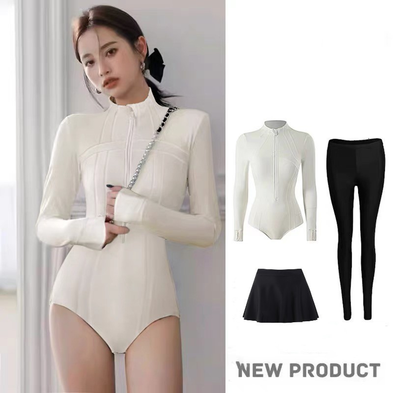 Surfing High-Neck One-Piece Swimsuit Women's Long-Sleeved Professional Wetsuit Quick-Drying Jellyfish Sunscreen Korean 2026 New Swimsuit