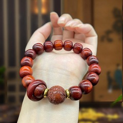 紫檀時來運轉佛珠手串男女士DIY配飾款文玩手鍊兔虎年本命年手鍊