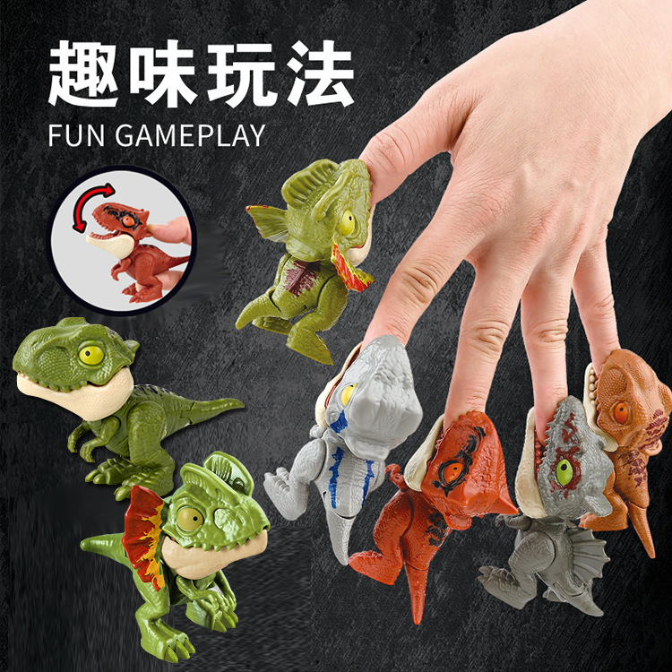 Tiktok-Style Children's Finger-Biting Dinosaur Joint Movable Tyrannosaurus Model Realistic Dinosaur Street Stall Toy Wholesale