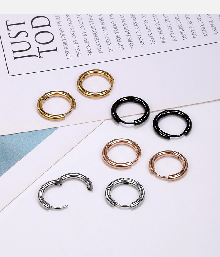 2.5mm Thick Titanium Steel Round Wire Plain Hoop Earrings - Stainless Steel Earrings Wholesale detail image 7
