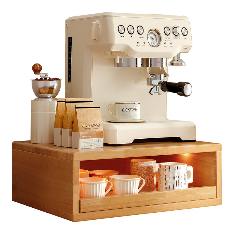 Portavasos de madera maciza, soporte de máquina de café, soporte de aumento, soporte de almacenamiento de taza de café, soporte de taza de escritorio, soporte de taza de cajón
