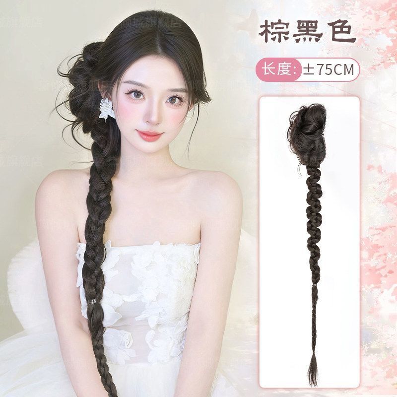 Peruca trenzada nueva bolsa de cabello china agarrando clip temperamento clásico brotes de flor trenzada torsión trenzada suave lateral trenzada peruca trenzada