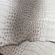 喜馬拉雅鱷魚紋牛皮頭層全粒面高端真皮革白灰漸變色壓花包包皮料