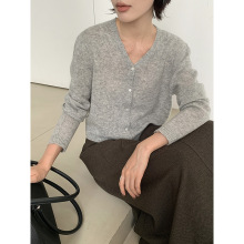 MMC针织开衫女装十三行秋季新款韩系v领显瘦高级感羊毛衫毛衣外套