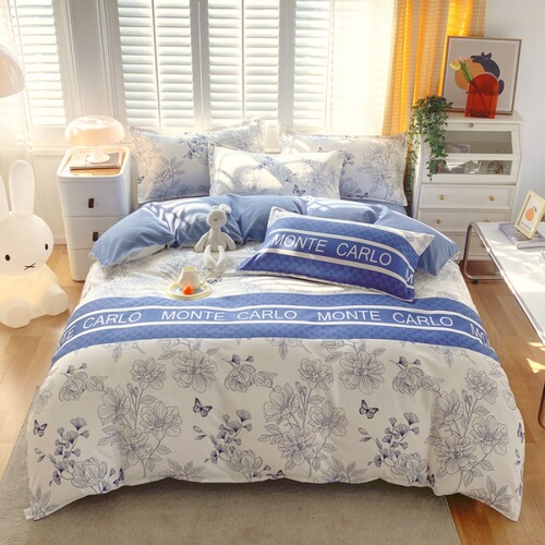 Direct Selling Simple and Thick Cotton Napped Four-Piece Set Student Dormitory Grid Quilt Cover and Sheet Three-Piece Set Gift Drop Shipping