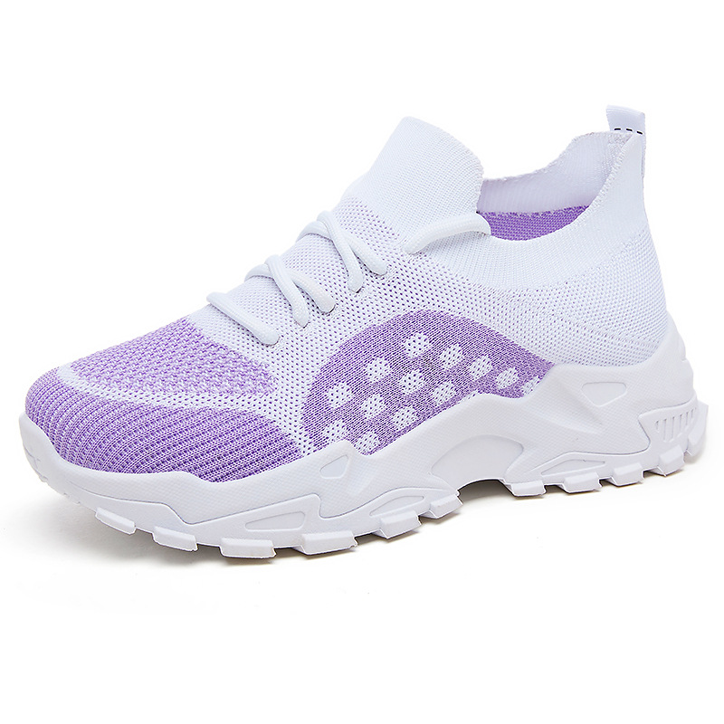 Zapatos mujer todo-fósforo verano nuevo estilo volador tejido transpirable zapatos de mujer suela suave sin pies cansados zapatos casuales zapatos transfronterizos de plataforma al por mayor