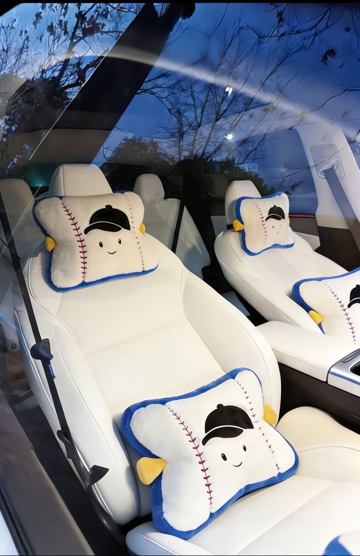 Car Headrest Super Cute and Fun Baseball Sports Headrest Pillow Plush Creative Doll Car Interior Cartoon Pillow